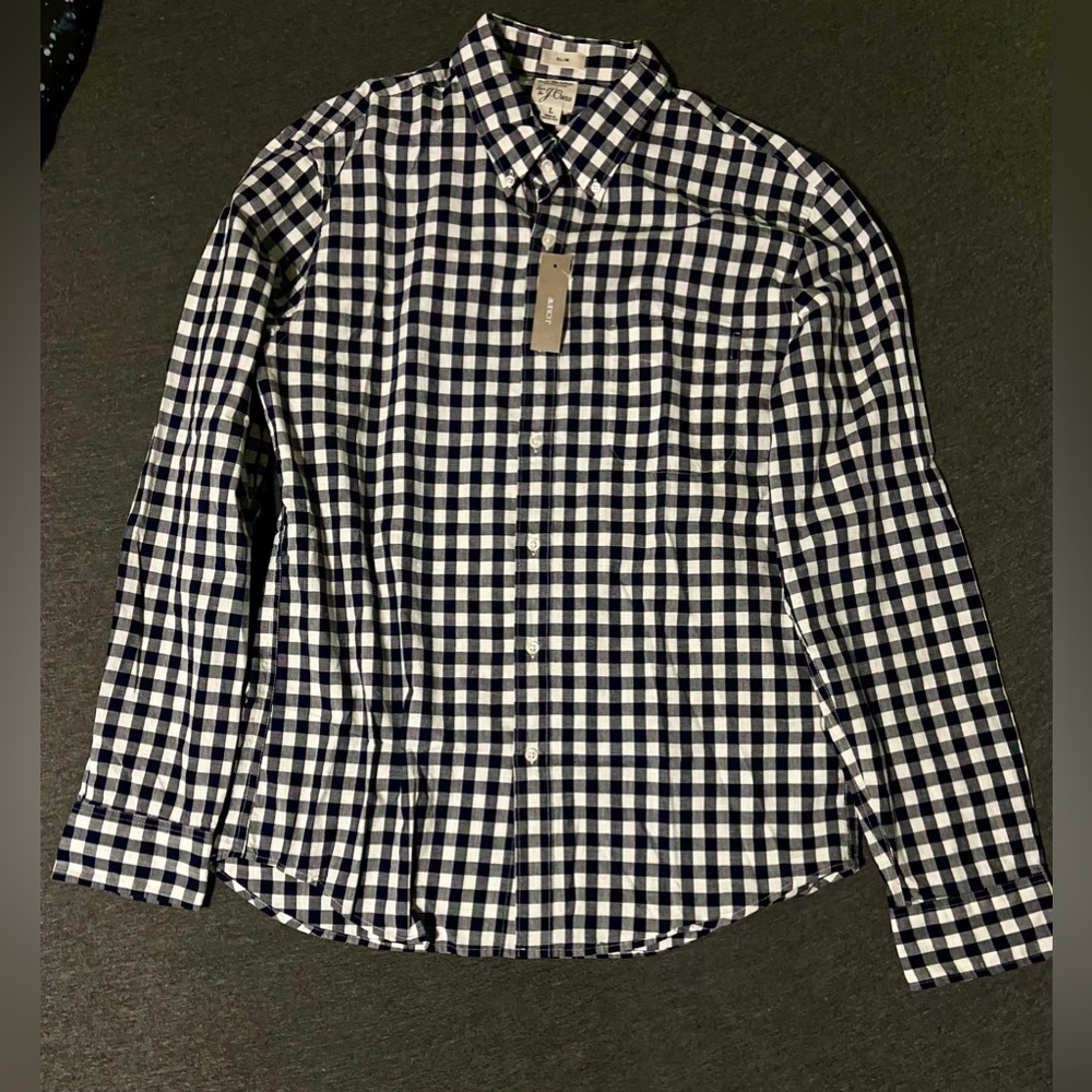 J. Crew Slim Fit Secret Wash Organic Cotton Poplin Long Sleeve Button Down Shirt